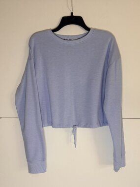 Tek Gear Women’s On The Go Gear Cropped Sky Blue Hem Drawstring Sweatshirt Sz L